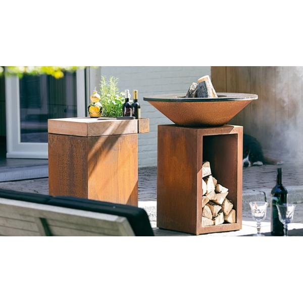 100cm Outdoor Cooking BBQ Corten Steel Fire Bowl Barbecue Grill