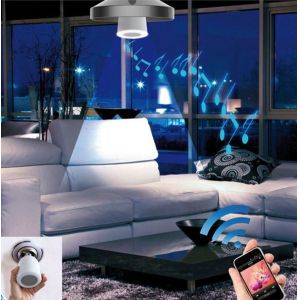 Remote control led bulb with bluetooth speaker