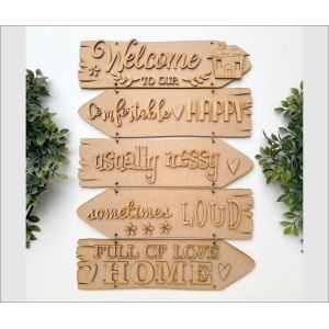 Blank Craft Kit Laser Cut Wooden MDF Direction Sign Theme Room Sign Caravan Sign