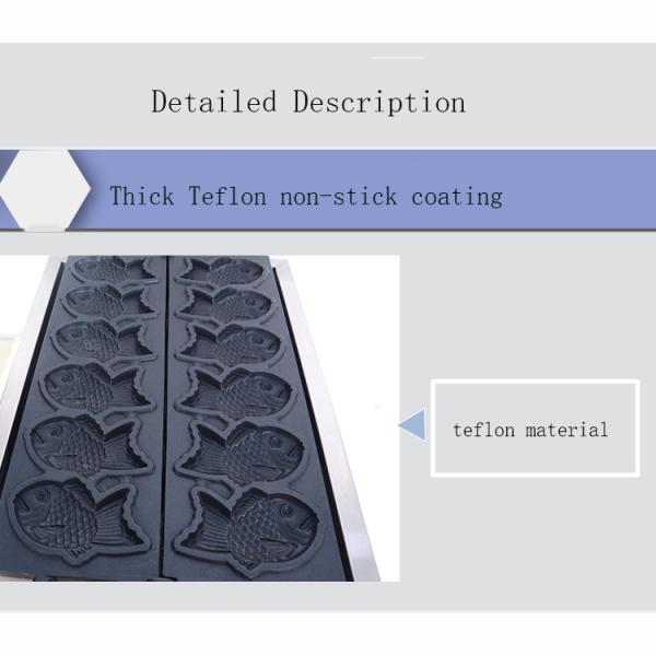 Stainless Steel Taiyaki Making Machine for Snack Equipment and 128x8x78mm Fish Size