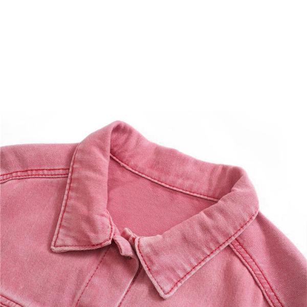 Manufactuer OEM Recreational Contracted Pink Ladies Denim Jacket For Spring