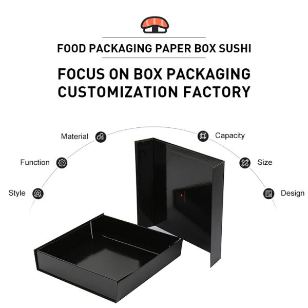 Magnetic Folding Closure Sushi Takeaway Box Custom Logo Food Grade