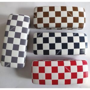 Quality Fashionable glasses cases with white check leather design for sale