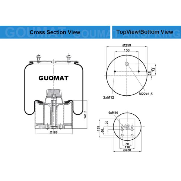 Rubber BPW Air Suspension Spring CONTI 940MB CPL For Truck 05.429.40.91.0 940