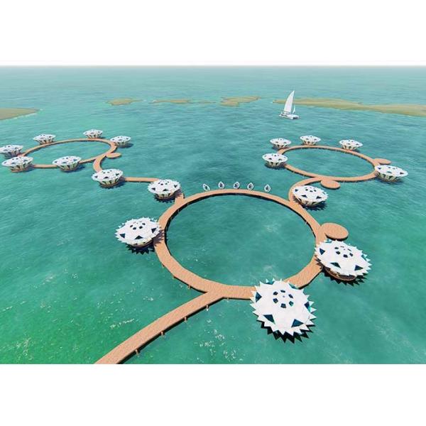 Light Steel Framing Prefabricated Overwater Bungalow / Prefab House For Resort