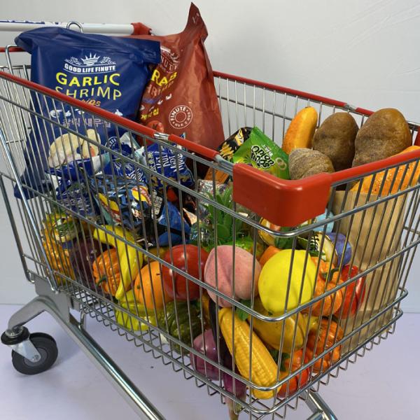 150L TPU Wheels European Style Steel Shopping Cart For Grocery Store