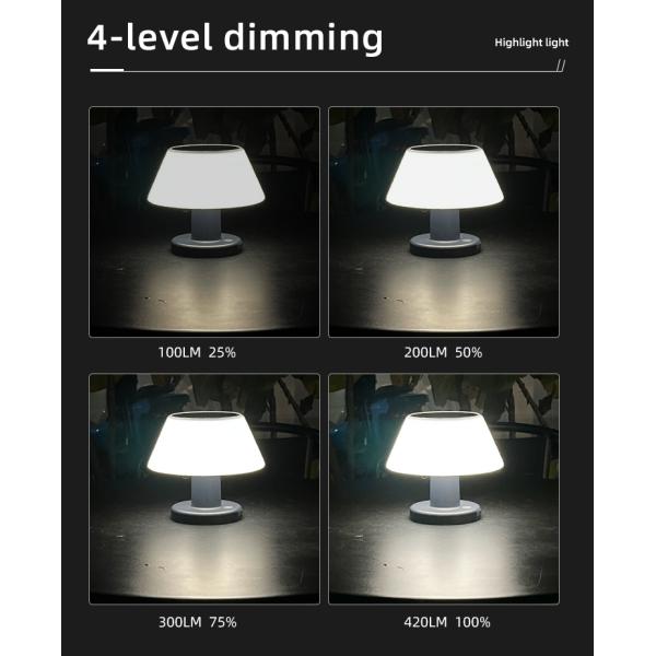 Rechargeable Powered Solar Table Lamp Light Outdoor Patio 4100K IP55