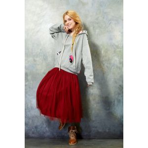 Ladies Hooded Sweatshirts , White Loose Fashion Jersey