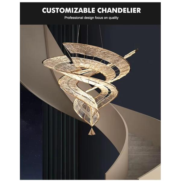 Modern Hotel Project Banquet Hall Restaurant Gold Chandeliers Luxury Extra Large High Ceiling Chandelier