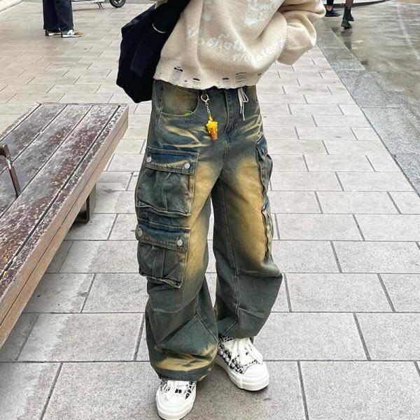 Custom Men Joggers Jeans Cargo Pant Flared Baggy Oversized Streetwear Sweatpants Men Casual Sweat Track Jeans Pants for Men