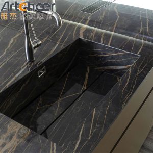 Pvc Board Kitchen Cabinet Modular Design with Customized Size and Quartz Stone