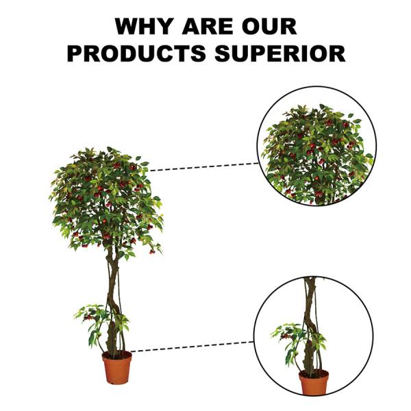 Custom Size 200cm Cherry Artificial Landscape Trees With Fruits Green In Four Seasons