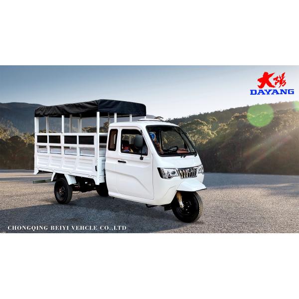 800W Semi-Cabin Motorized Cargo Tricycle with Enclosed Cabin and Plastic Cargo Cover