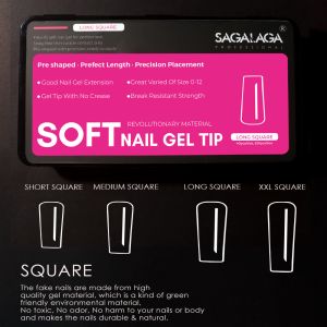 French Style Acrylic Soft Gel Nail Tips Clear Full Cover Box Press on Nails