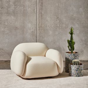 160cm Creative Leisure White Teddy Armchair Tufted Design
