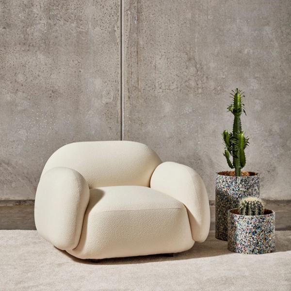 Buy 160cm Creative Leisure White Teddy Armchair Tufted Design at wholesale prices