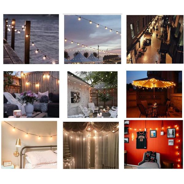 Ip44 Waterproof Solar G40 Outdoor LED Patio String Lights