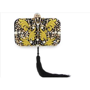 China Jewellery Diamond Banquet Womens Evening Clutch Handbags With Silk Tassels on sale