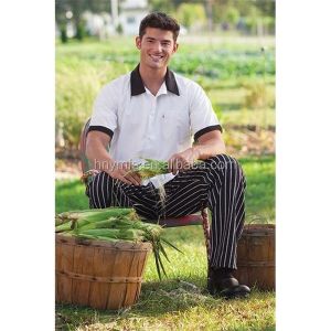 Unisex Executive Chef Black Cargo Chef Pants Chalk Stripe