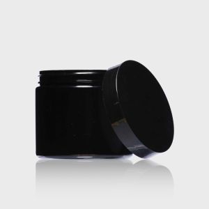 Frosted OEM Wide Mouth Cosmetic Jars 500ml PET Jar With Black Lid