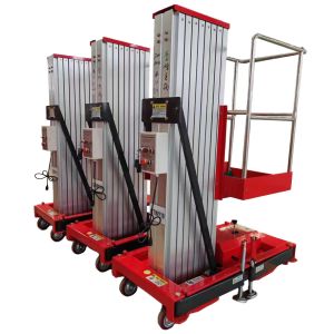 9m Portable Vertical Hydraulic Single Mast Electric Manned Aluminum Alloy