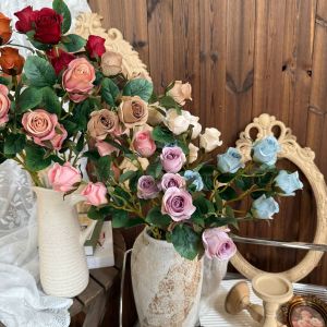 Simulated Flower Roses, 6 Head Dora Rose Waterfall, Fake Flower Decoration,