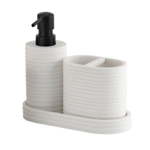 Three Piece Polyresin Kitchen Utility Caddy Accessories Set Use Black Utensil