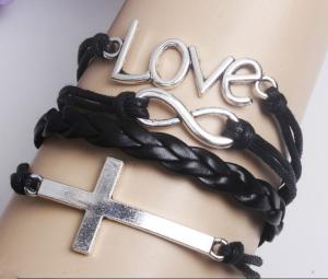China Multi strands “redeeming love” braided leather bracelets on sale