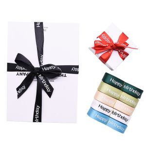 Custom Wholesale Happy Birthday Letters Printed Polyester Satin Gift Ribbon