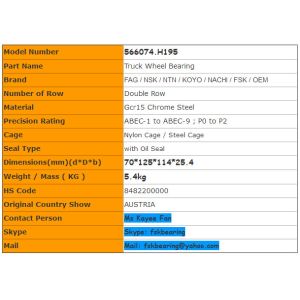 566074.H195 DAF Front Wheel Hub Bearing Truck Spare Parts