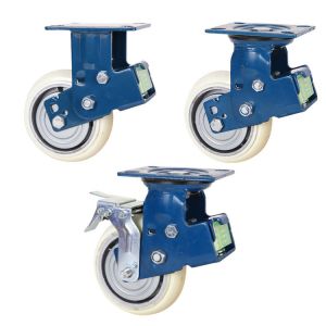 Customized Red PU Swivel Type Shock Absorption Caster Wheel with Zinc Plated