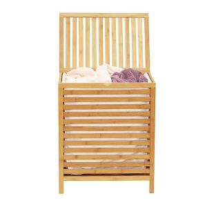 ODM Portable Bamboo Laundry Hamper Basket With Lid Shelf