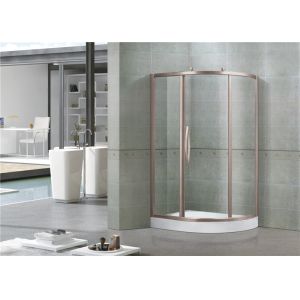 Quality Offset Quadrant 6 MM Glass Shower Screens Rose Gold Aluminum Alloy Profiles Sliding Door for sale