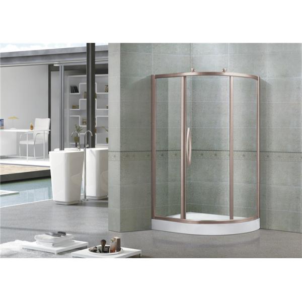 Offset Quadrant 6 MM Glass Shower Screens Rose Gold Aluminum Alloy Profiles