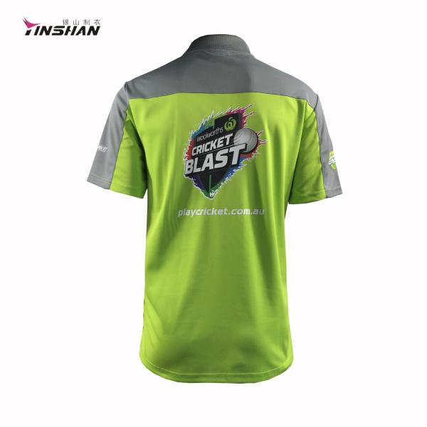 Men's Polo Shirt Full Customization Polyester Green Club Print Cricket Jersey for Club