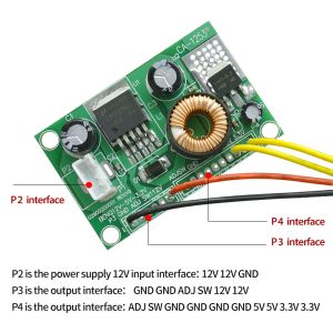 12V to 5V to 3.3V LCD Power Supply Module DC Converter Board with Integrated