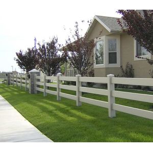 ASTM PVC Horse Farm Fence 2 Rails White Grey
