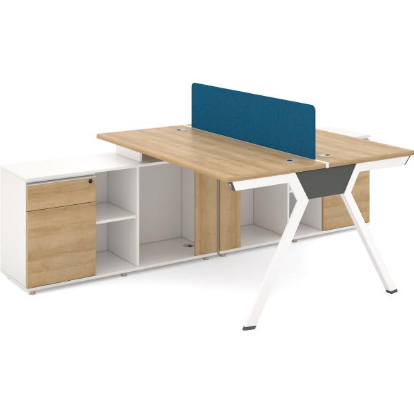 Buy Double Seats Office Table Cubicle Partition Wooden With Metal Legs at wholesale prices