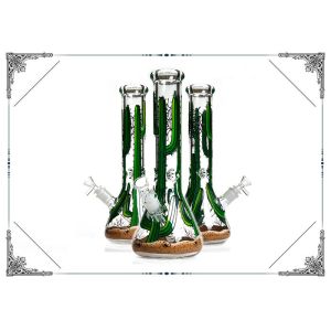 Green Cactus Art Glass Water Smoking Pipe 50x7mm Glass Tube