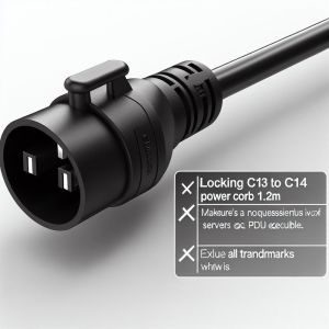 Locking C13 to C14 Power Cord 1.2m for Servers and PDUs