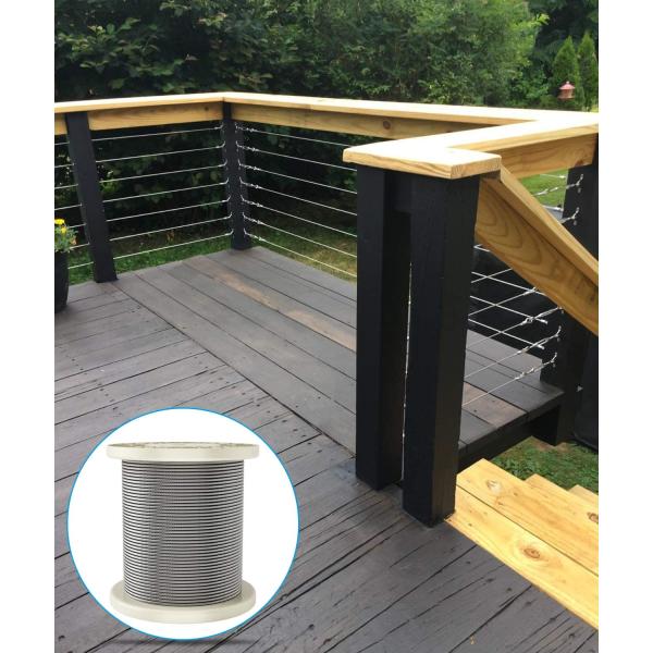 1/8 T304 Stainless Steel Aircraft Cable Railing Wire Rope for Cable Railing Kits 500m 1000m per Reel Cranes OEM Accepted