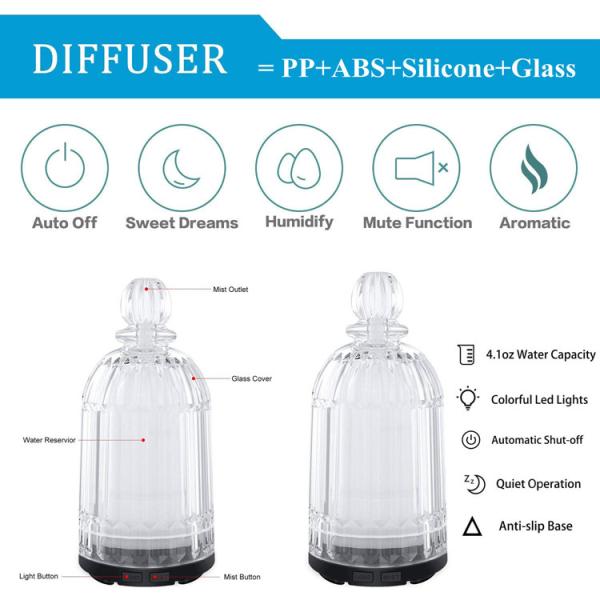 150ml Glass Ultrasonic Air Humidifier Purifier