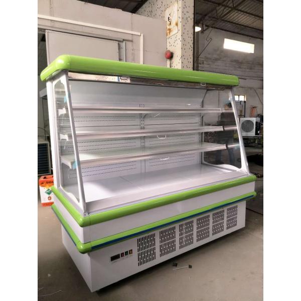 Remote System Two Meter Long Vegetable Display Fridge Green / Black / White Color