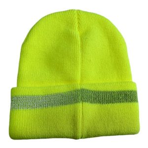 High Visibility Reflective Beanie Hat Autumn Winter Warm Ear Protection Knitted