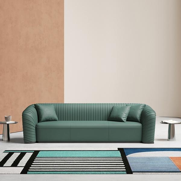 HD Sponge Hotel Lobby Furniture Luxury Sofa Sets With Green Leather