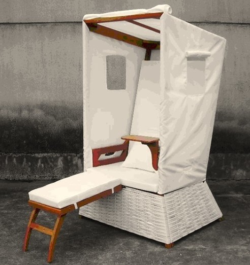 Buy Double Seat Roofed Wicker Beach Chair at wholesale prices