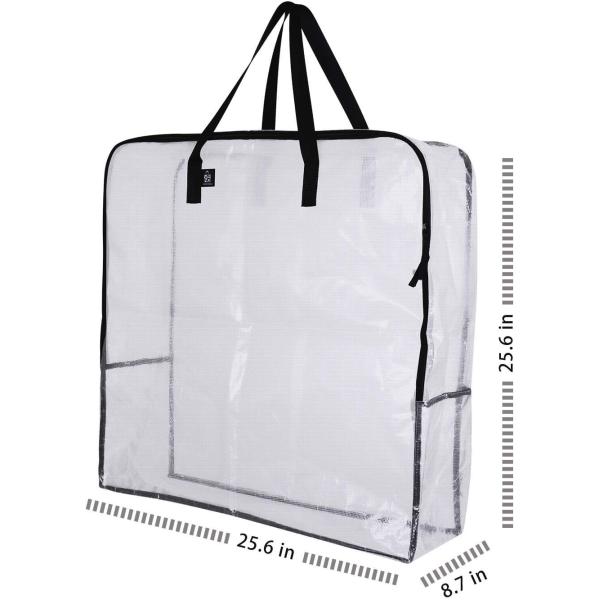 Over-Sized Clear Organizer Storage Bag Strong Handles Zippers for College,