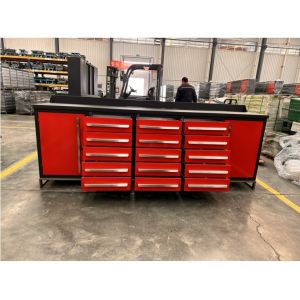 Storage Tool Cabinet with Stainless Steel Handles and Powder Coated Workbench