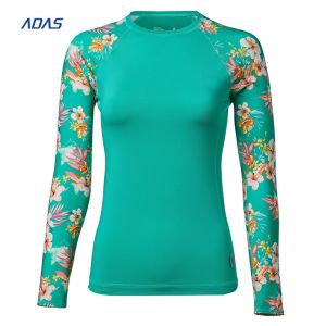Breathable Womens Mens Swim Shirt Long Sleeve Rashie Unisex Rashguard Quick