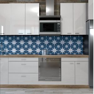 Blue White Ceramic Rustic Tile 25x25cm Clay Floor Tile